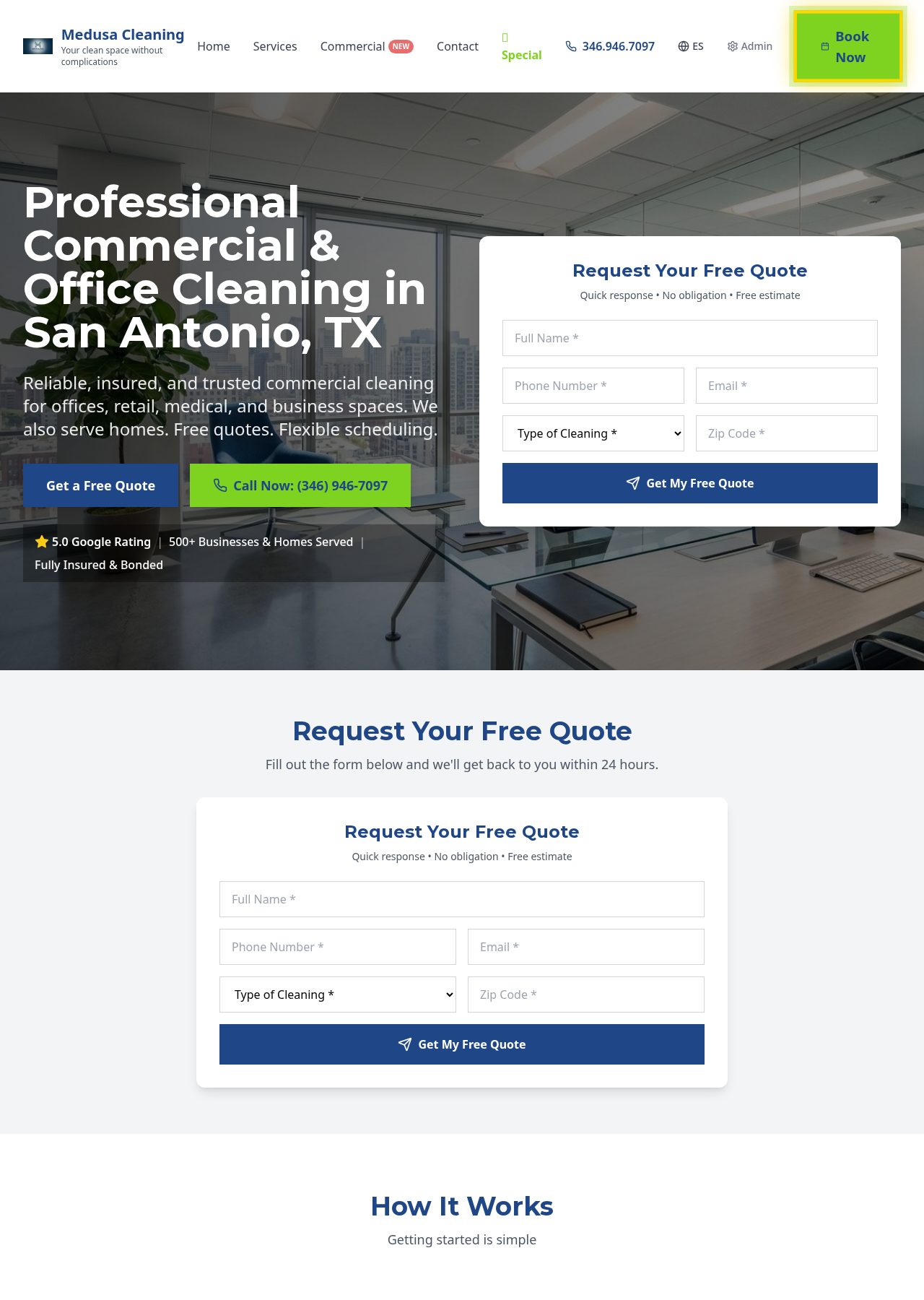 Medusa Cleaning Services website preview